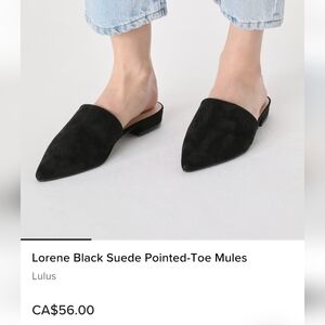 Lulu's Black Mules Size 7.5, Lorene Faux Suede Pointed-Toe